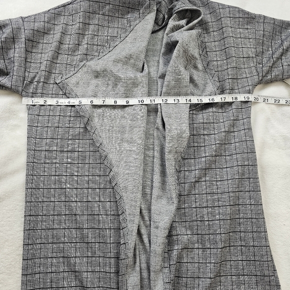 Eleven22 Draped Waterfall Collar Plaid Open Front Cardigan Jacket - Picture 7 of 10